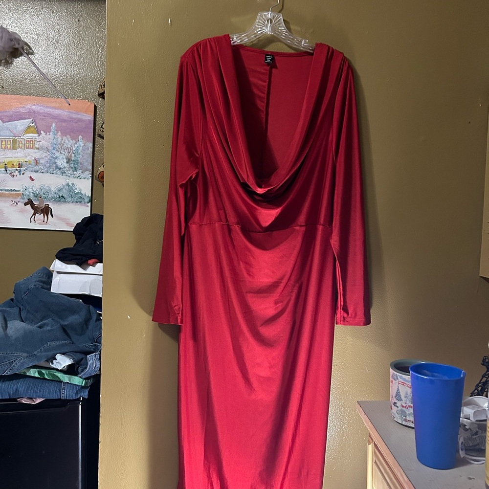 Elegant Red Cowl Neck Dress only tried on NWT